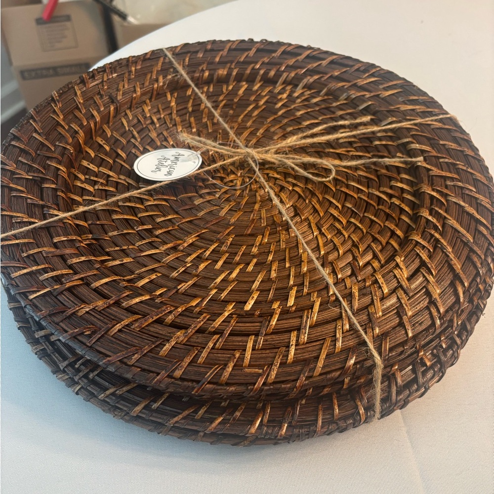 American Atelier Brown Woven Charger Plates
